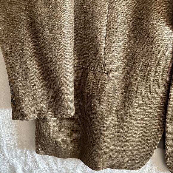 Hickey Freeman Boardroom Blazer Sport Coat 46R Brown Wool Silk Linen Jacket - Picture 5 of 16